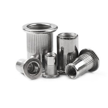 Ανοξείδωτες ριβέτ γείρες pull rivet nuts, με επίπεδη κεφαλή και κάθετες αυλακώσεις, σε συσκευασία 150 τεμαχίων, περιλαμβάνει 1 εργαλείο