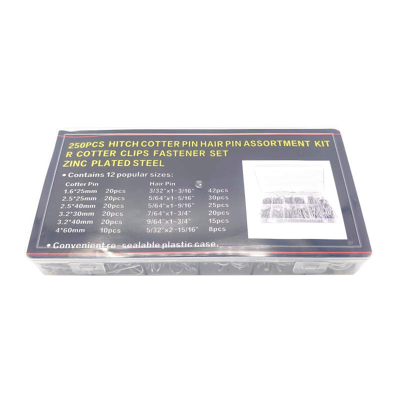 Комплект R-тип щифтове и пружинни закрепващи клипсове, галванизирана стомана, 250 бр.