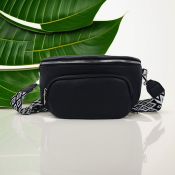 PU materiál crossbody taška, oválny tvar, zapínanie na zips, vnútorná kapsa na zips