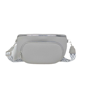 PU materiál crossbody taška, oválny tvar, zapínanie na zips, vnútorná kapsa na zips