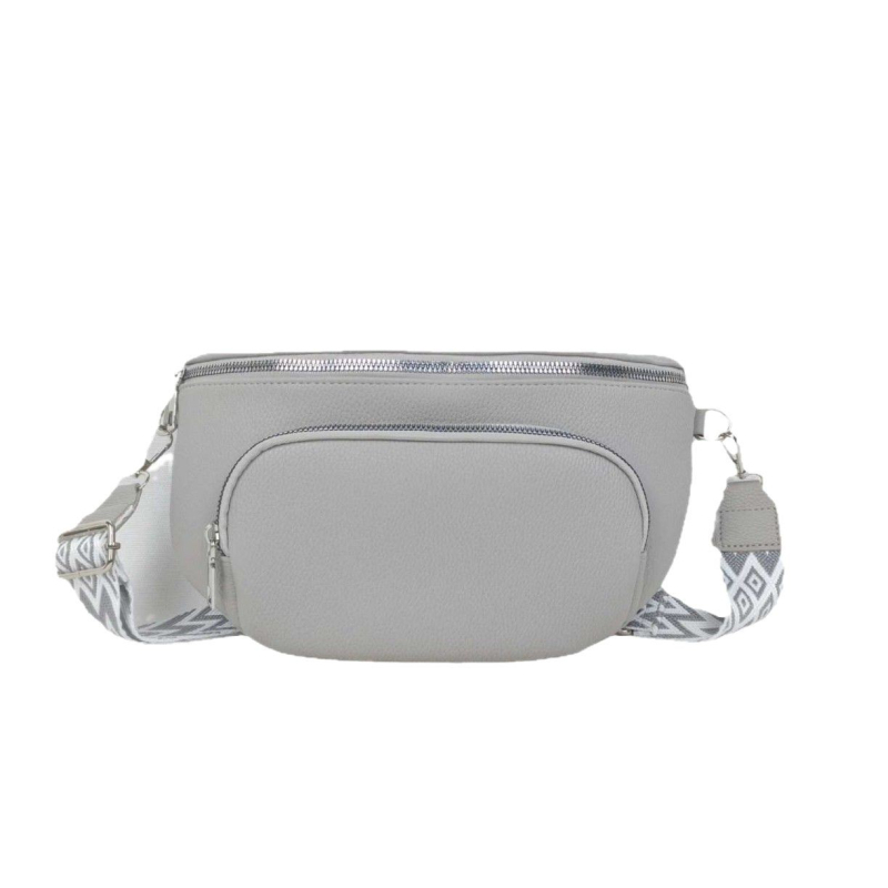 PU materiál crossbody taška, oválny tvar, zapínanie na zips, vnútorná kapsa na zips