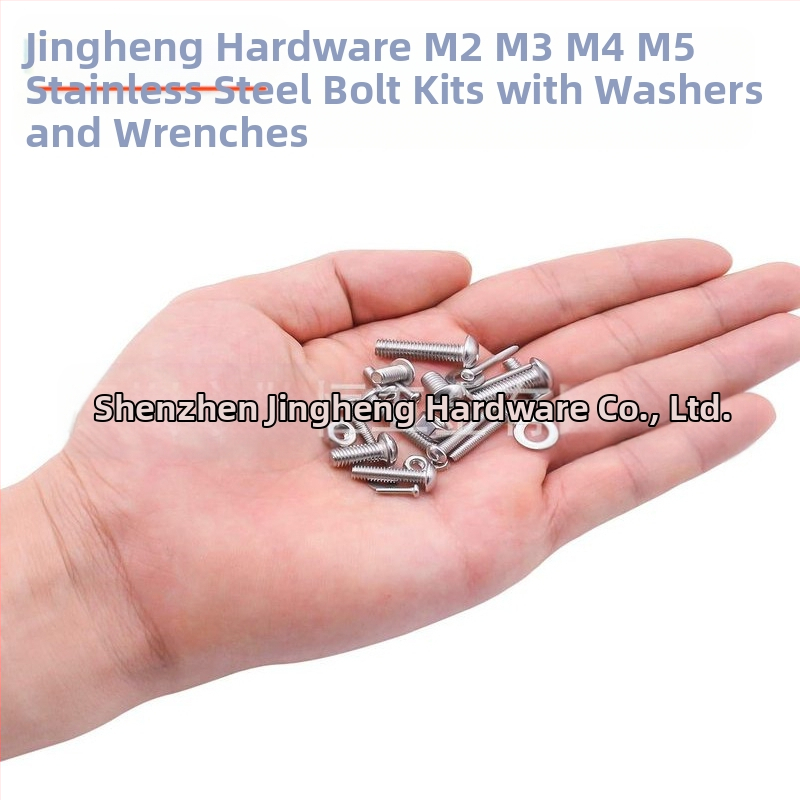 1220 бр. комплект неръждаема стомана 304: винтове с кръгла глава и вътрешна шестостенна глава, гайки и плоски шайби в кутия. Стандарт A2-7380-35; Бранд Jing Heng