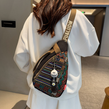 Denimová crossbody taška - mestská jednoduchosť, vertikálny štvorcový tvar, zapínanie na zips