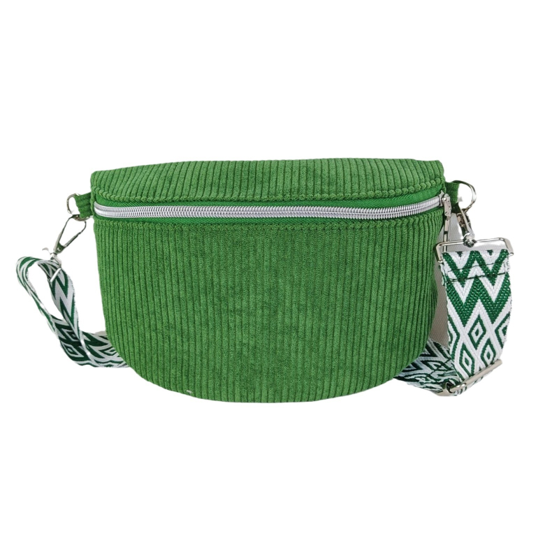 Corduroy Shell чанта с цип, памучен външен слой, вътрешен джоб с цип, сваляема дръжка