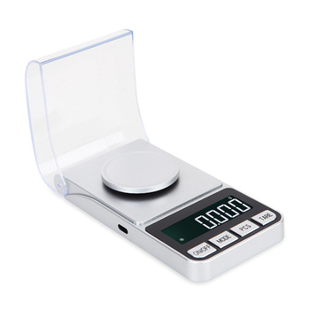 Tikslus papuošalų svarstykles, modelis 188A, apkrova 50 g/0.001 g, matmenys 7.4×14.2×3.6 cm, elektroninės, maitinimas USB arba 2x AAA