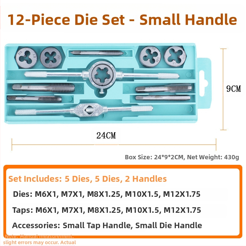 Tap and Die Set – Hand Taps and Dies, 12-Piece, Thread Tapping Tools