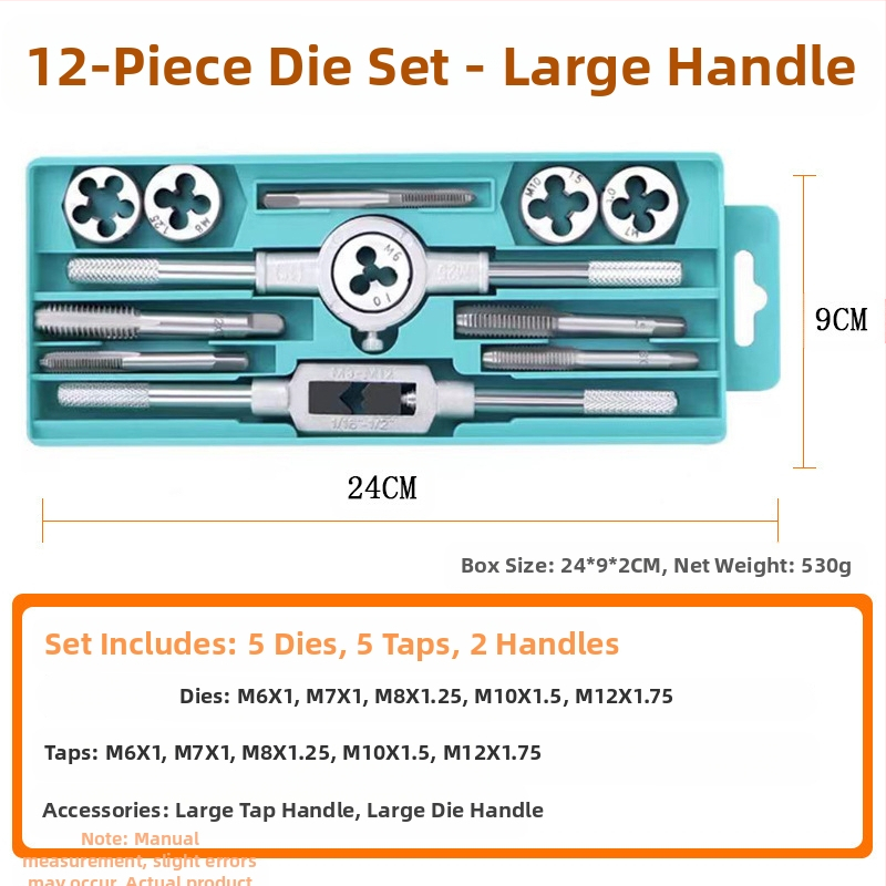 Tap and Die Set – Hand Taps and Dies, 12-Piece, Thread Tapping Tools
