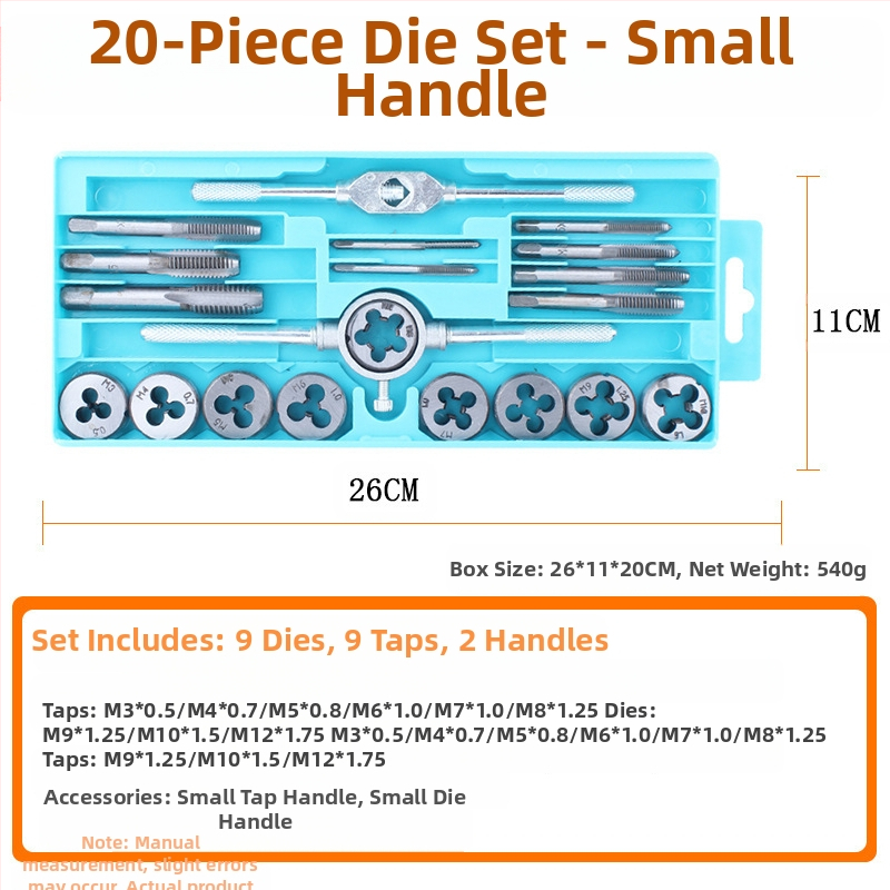 Tap and Die Set – Hand Taps and Dies, 12-Piece, Thread Tapping Tools