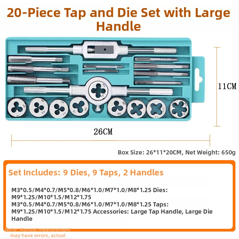 Tap and Die Set – Hand Taps and Dies, 12-Piece, Thread Tapping Tools