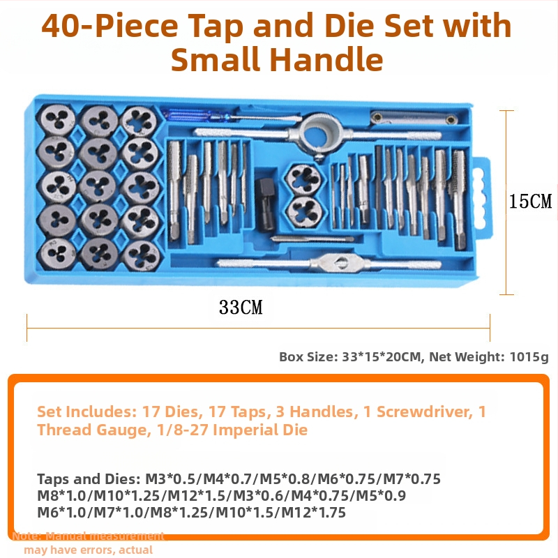 Tap and Die Set – Hand Taps and Dies, 12-Piece, Thread Tapping Tools