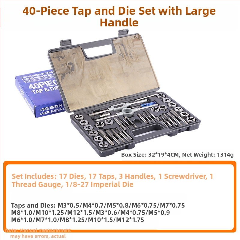 Tap and Die Set – Hand Taps and Dies, 12-Piece, Thread Tapping Tools