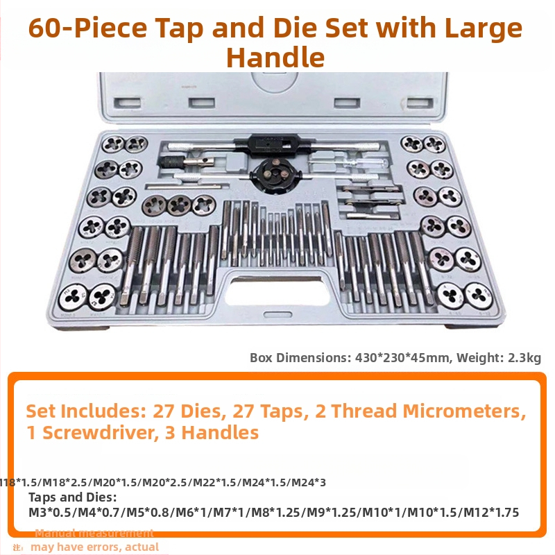 Tap and Die Set – Hand Taps and Dies, 12-Piece, Thread Tapping Tools