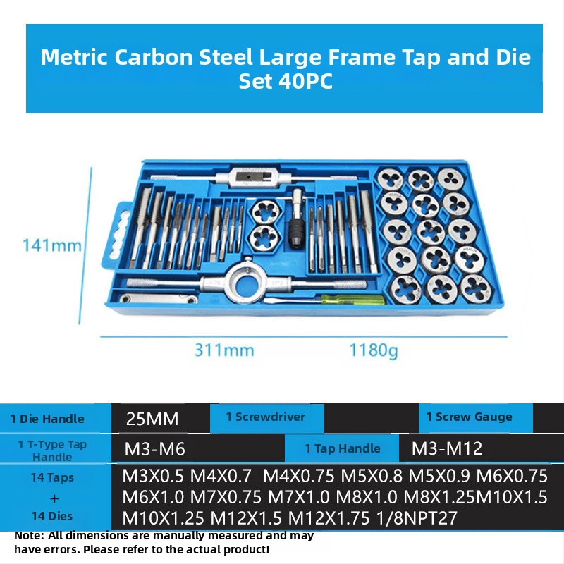 Tap and Die Set – Hand Taps and Dies, 12-Piece, Thread Tapping Tools