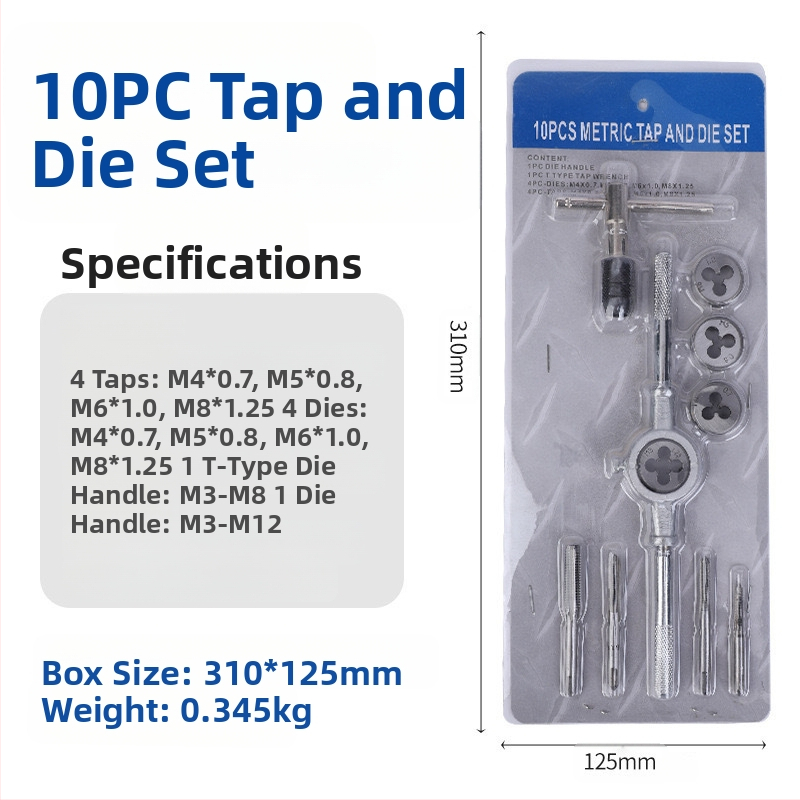 Tap and Die Set – Hand Taps and Dies, 12-Piece, Thread Tapping Tools