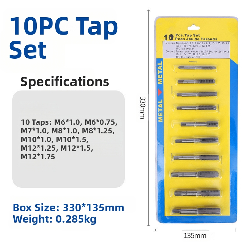 Tap and Die Set – Hand Taps and Dies, 12-Piece, Thread Tapping Tools