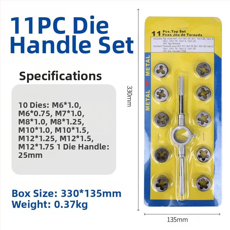 Tap and Die Set – Hand Taps and Dies, 12-Piece, Thread Tapping Tools