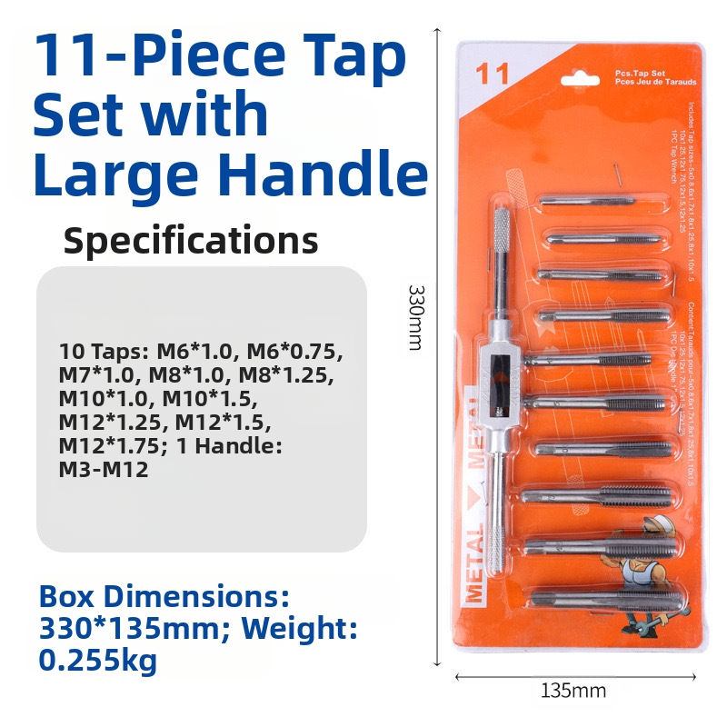 Tap and Die Set – Hand Taps and Dies, 12-Piece, Thread Tapping Tools