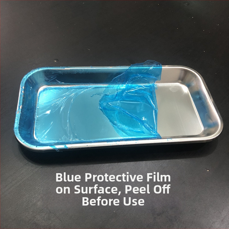 Стоманена квадратна стоматологична тава за дезинфекция; персонализирана обработка; печатано лого; лицензирана частна марка