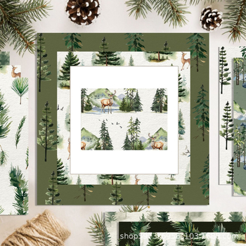 Χαρτόνι φόντου για scrapbooking – Θέμα υδατογραφικό δάσος με ζώα, για κατασκευή καρτών, Μάρκα Yidian, Υλικό: Συνθετικά Υλικά, Στυλ: Σύγχρονος Μινιμαλισμός