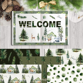Χαρτόνι φόντου για scrapbooking – Θέμα υδατογραφικό δάσος με ζώα, για κατασκευή καρτών, Μάρκα Yidian, Υλικό: Συνθετικά Υλικά, Στυλ: Σύγχρονος Μινιμαλισμός