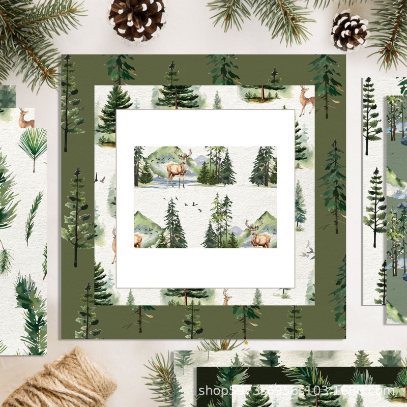 Χαρτόνι φόντου για scrapbooking – Θέμα υδατογραφικό δάσος με ζώα, για κατασκευή καρτών, Μάρκα Yidian, Υλικό: Συνθετικά Υλικά, Στυλ: Σύγχρονος Μινιμαλισμός