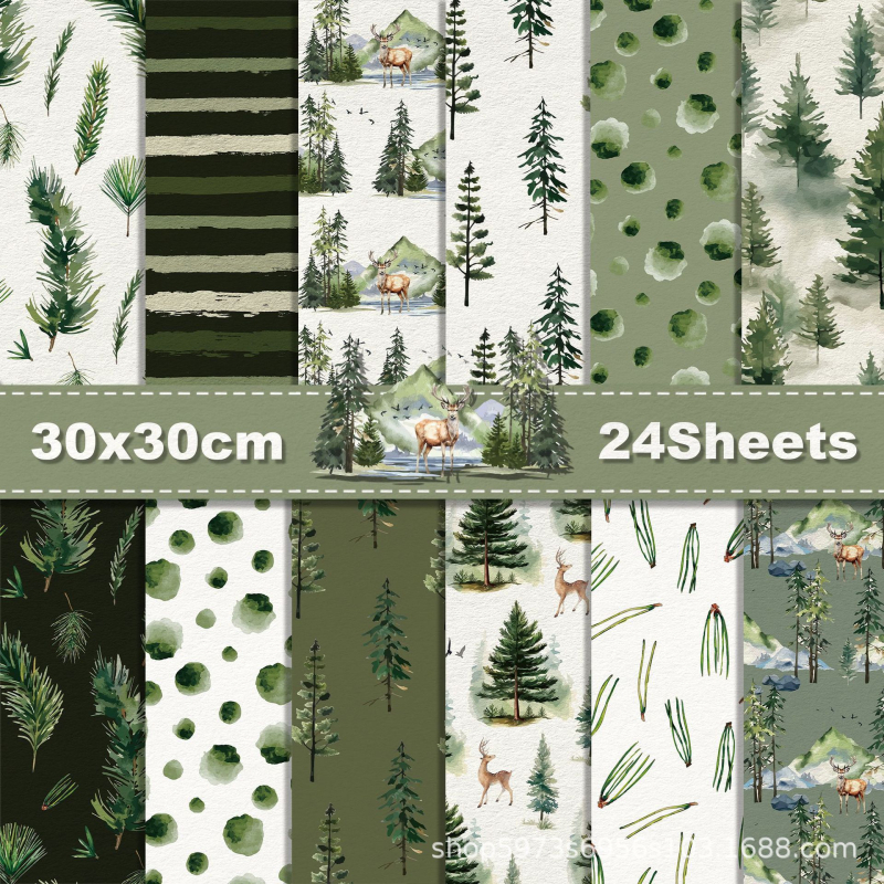 Χαρτόνι φόντου για scrapbooking – Θέμα υδατογραφικό δάσος με ζώα, για κατασκευή καρτών, Μάρκα Yidian, Υλικό: Συνθετικά Υλικά, Στυλ: Σύγχρονος Μινιμαλισμός