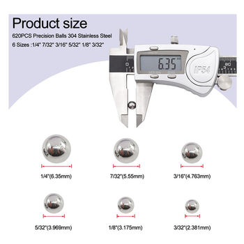 Комплект метални топчета за лагери на велосипед, 620 бр., 304 неръждаема стомана, огледално полирана повърхност, Safe car