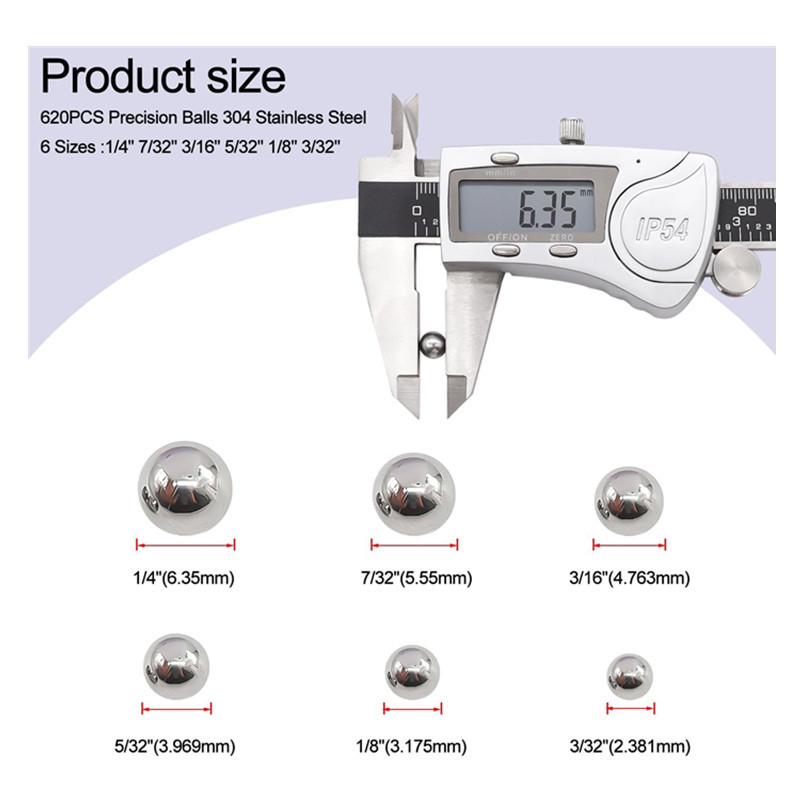 Комплект метални топчета за лагери на велосипед, 620 бр., 304 неръждаема стомана, огледално полирана повърхност, Safe car
