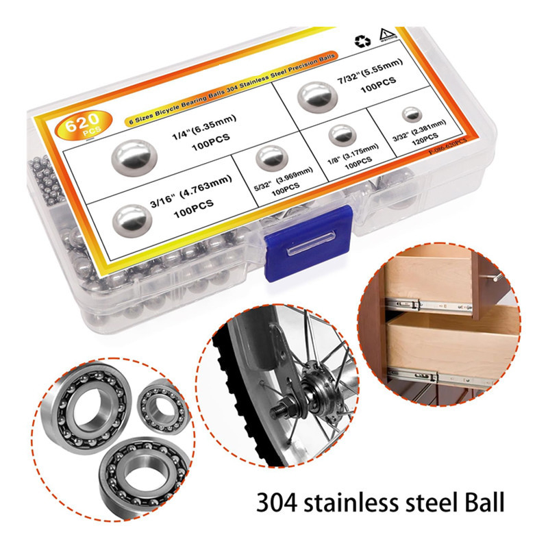 Комплект метални топчета за лагери на велосипед, 620 бр., 304 неръждаема стомана, огледално полирана повърхност, Safe car