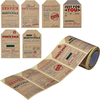 Roll naljepnica – pravokutna, samoljepljivi papir, 200 naljepnica/rolka, božićna dekorativna serija