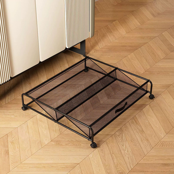 Μεταλλική φορητή βάση για παπούτσια κάτω από το κρεβάτι — χάλυβας άνθρακα με πλέγμα, 1 ράφι, αποθήκευση σε υπνοδωμάτιο