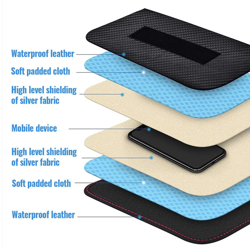 Torba za mobitel od ugljičnih vlakana, RFID zaštita, zatvaranje Velcro, unutarnji pretinac za ključeve, vodoravni kvadratni oblik