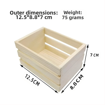 Μίνι ξύλινο κουτί για κούκλα-σπίτι — πεύκο, ορθογώνιο, λεία επιφάνεια, ξύλινο κουτί αποθήκευσης πιάτων για προβολή λαχανικών και φρούτων