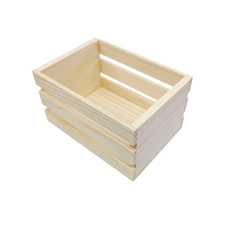 Μίνι ξύλινο κουτί για κούκλα-σπίτι — πεύκο, ορθογώνιο, λεία επιφάνεια, ξύλινο κουτί αποθήκευσης πιάτων για προβολή λαχανικών και φρούτων