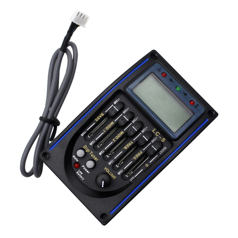 Gitaras pikaps LC-5 ar 5-segmentu LCD tuner un EQ, ABS