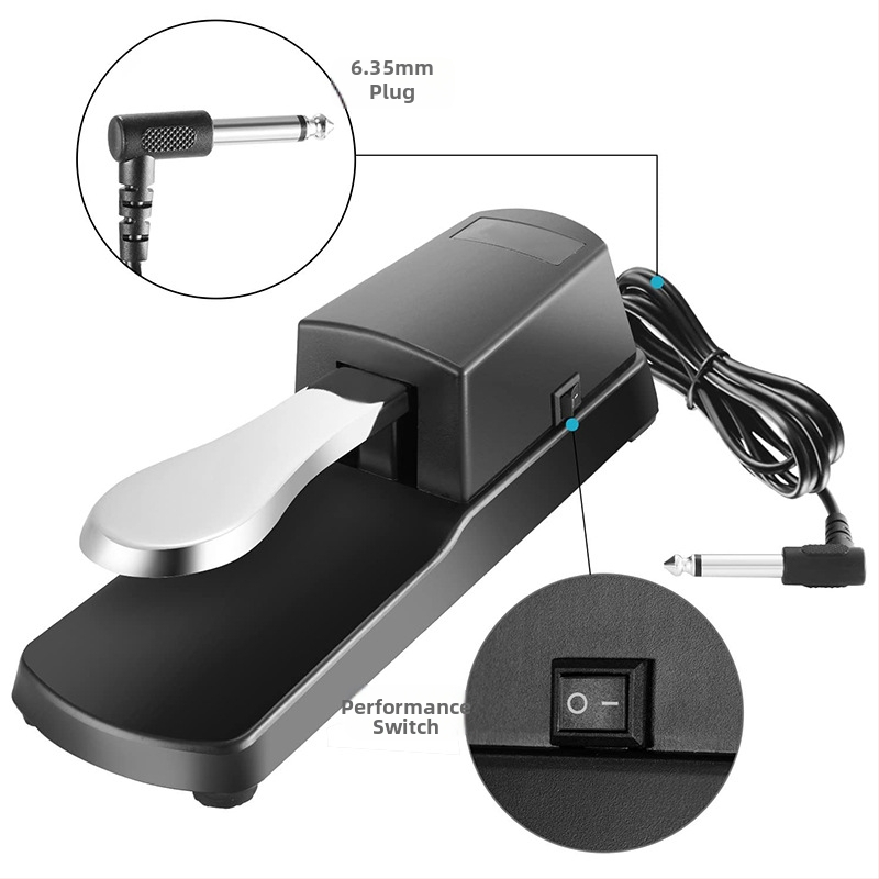 KD-1 Sustain pedál pre elektronickú klávesnicu | Materiál: zliatina ocele + ABS | Model KD-1 | Kompatibilný so elektronickými klávesnicami a MIDI syntezátormi