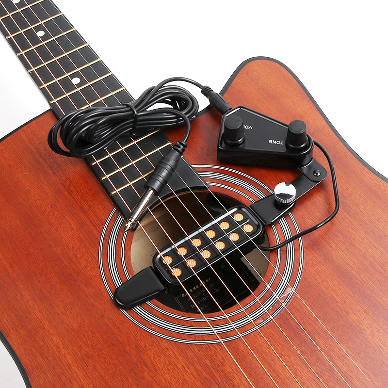 Mingyu garso skylės pikapas akustinei gitarai ir ukulelei — klipsinis montavimas be gręžimo; reguliuojamas garso lygis