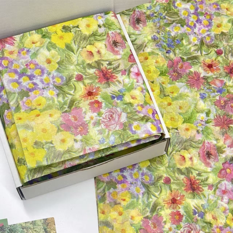 Хартия за маслена живопис – Инст стил Моне градина с флорална сцена, 10 листа, печатна резолюция 690×960, тегло 17 г, прозрачност 5, белина 3