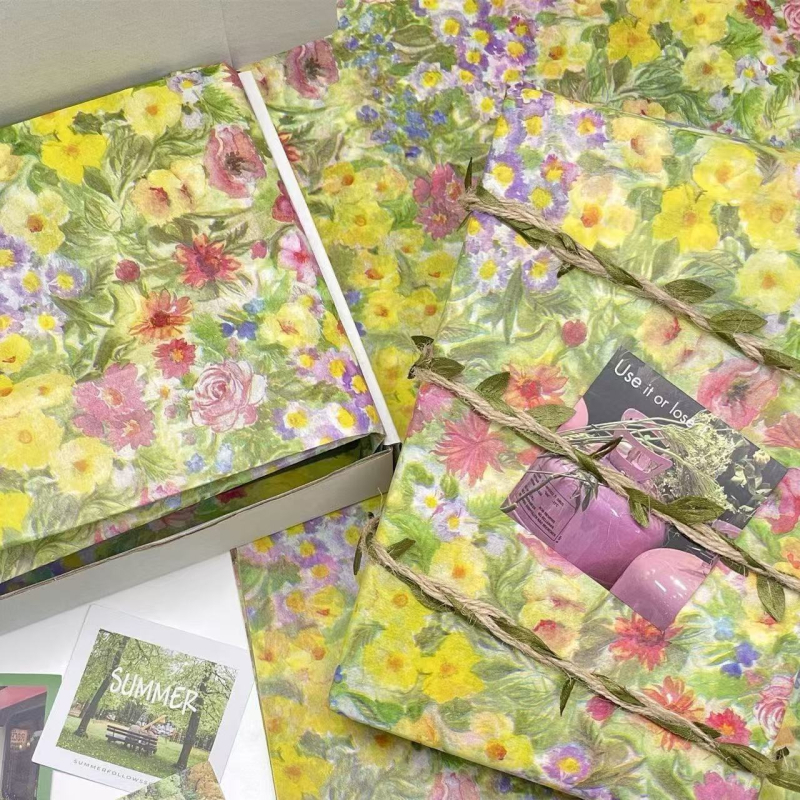 Хартия за маслена живопис – Инст стил Моне градина с флорална сцена, 10 листа, печатна резолюция 690×960, тегло 17 г, прозрачност 5, белина 3