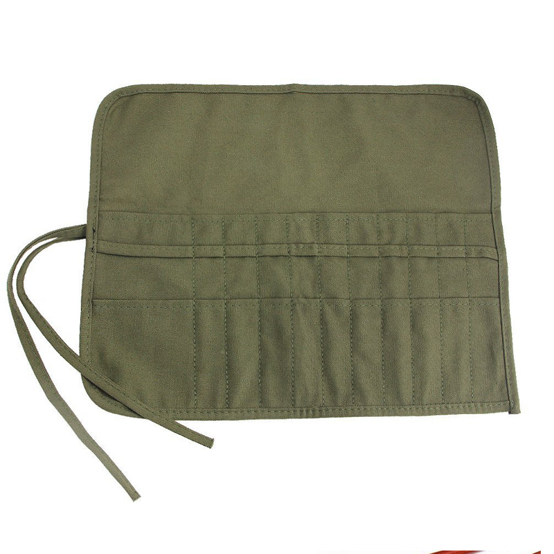 Vászonból készült roll-up ecsettartó táska, nagy kapacitású, hordozható, 22 ecsethez, logónyomás elérhető