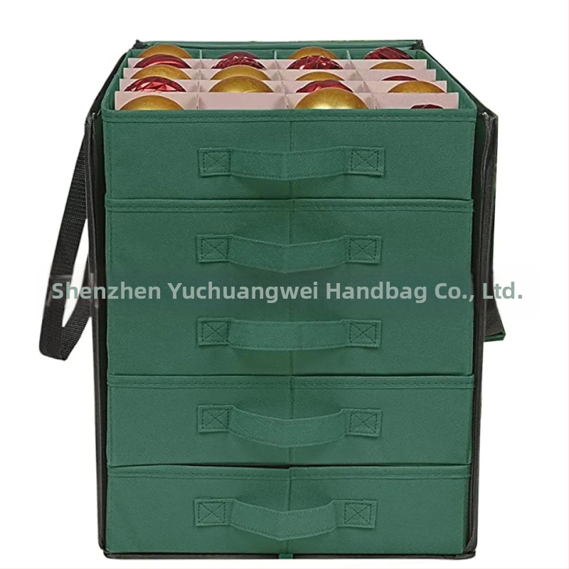 SN6608 Box na skladovanie vianočných gúľ, materiál 600D Oxford, skladacia, s vekom, s mriežkou, 45 l objem