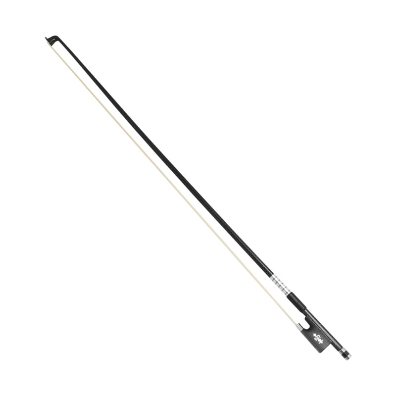 Τόξο βιολιού, μέγεθος 4/4, ράβδος από ανθρακοίνες ίνες, τρίχι από καθαρό άλογο, φρόγκ από εβόνιο με εγχάρακτη μαργαριταροειδή διακόσμηση