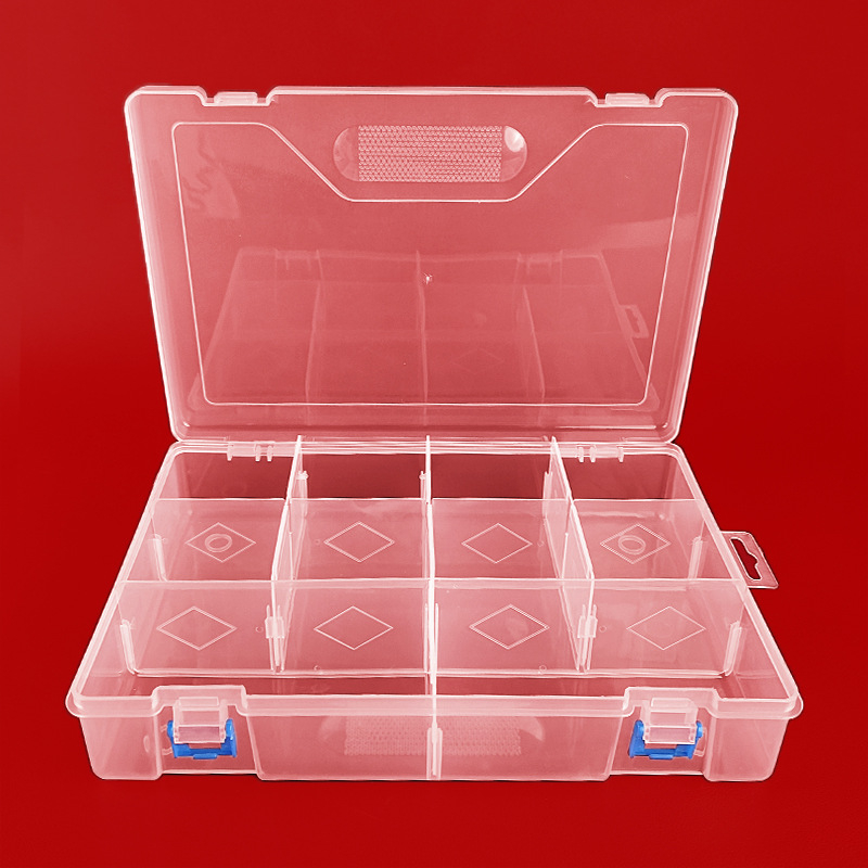 Μεγάλη αποθηκευτική θήκη με 10 διαμερίσματα, αφαιρούμενη, πολυλειτουργική, από PP πλαστικό, με καπάκι, για οργάνωση αυτοκόλλητων και καρτών