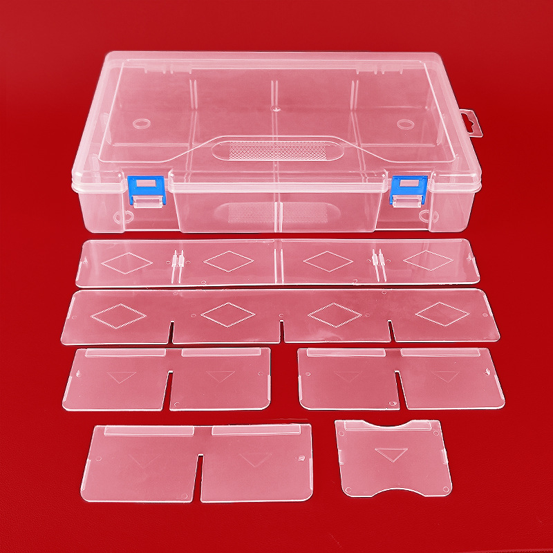 Μεγάλη αποθηκευτική θήκη με 10 διαμερίσματα, αφαιρούμενη, πολυλειτουργική, από PP πλαστικό, με καπάκι, για οργάνωση αυτοκόλλητων και καρτών