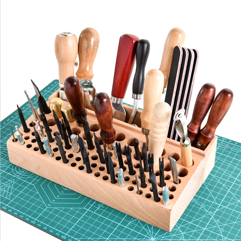 Кутия за съхранение на кожени инструменти от бук, комплект 1, за домашна употреба