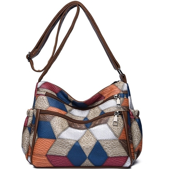 PU кожена чанта за през рамо тип месенджър, уличен стил, хоризонтална квадратна форма, цип, ежедневна употреба