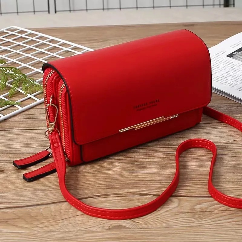 PU peňaženkový clutch 2 v 1 pre ženy, štvorcová taška, štýl Fresh and Sweet, jar 2024, každodenné použitie