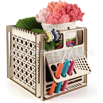 Ξύλινο μπολ για νήματα και θήκη αποθήκευσης για πλέξιμο — Μοντέρνο και μινιμαλιστικό διακοσμητικό, κατάλληλο για σπίτι και γραφείο