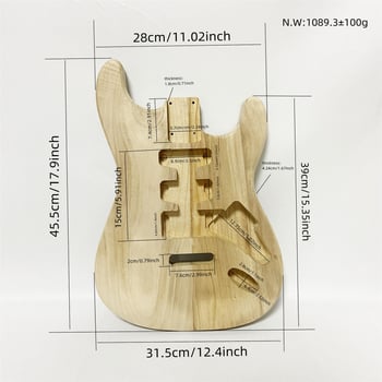 ST σώμα ηλεκτρικής κιθάρας από Paulownia ξύλο, μοντέλο 182, ημιτελές για DIY έργα