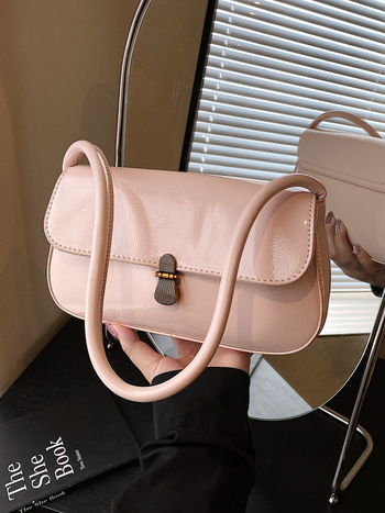 Chiquan moterų PU odinė rankinė, miesto minimalistinis stilius, horizontali kvadratinė forma, vidinė užtrauktuko kišenė, poliesterio pamušalas